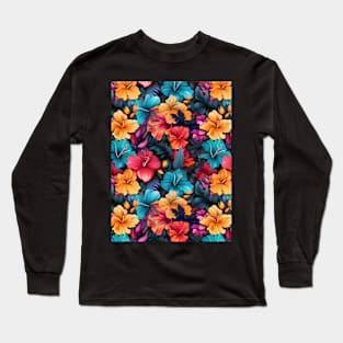 #21 Floral Pattern. Hibiscus Flower Pattern. Long Sleeve T-Shirt